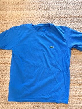 Lacoste Bright Blue Short Sleeve Tee with Green Crocodile Logo